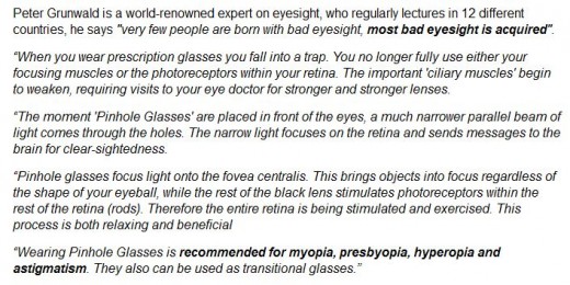 Peter Grunwald is an expert on pinhole glasses