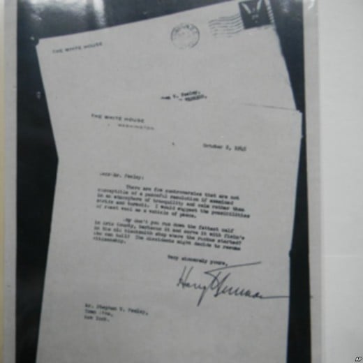 A copy of the letter President Truman sent to Town Line is on file at the town's historical society.