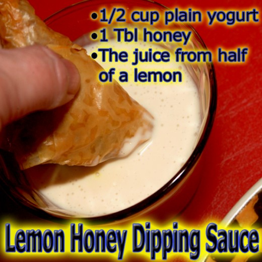This tangy sweet yogurt dipping sauce is the perfect mate for these beef stuffed pastry triangles!