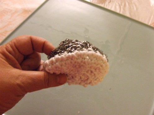 *BONUS:  You can also crochet a cotton disk to a Stainless Steel Pad.