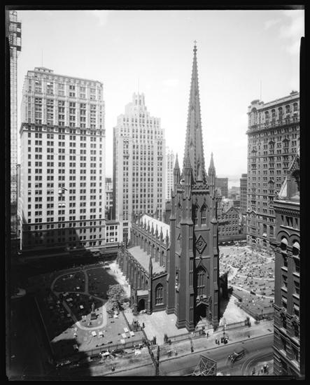 Title: Wall Street. Trinity Church, general view from Stock Exchange Annex. Date: 8/20/1929 