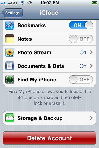 Tap "Storage & Backup" after enabling iCloud.