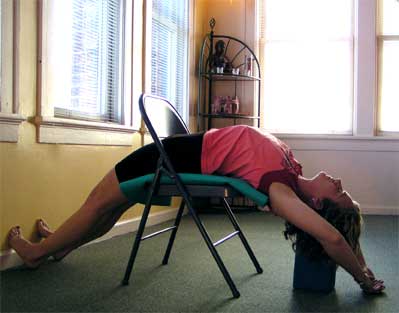 Viparita Dandasana - two-legged inverted staff, with chair for support