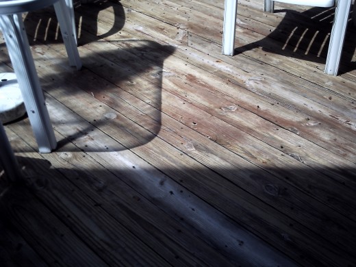 see where the stain still shows on center boards Remember all the spindles screws and nails will have to be tighted before you seal, or stain.