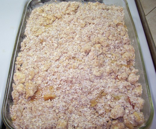 The topping and filling ready to bake.
