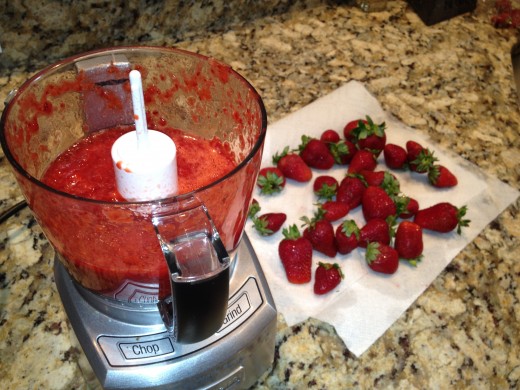 Blend strawberries to make a pulp