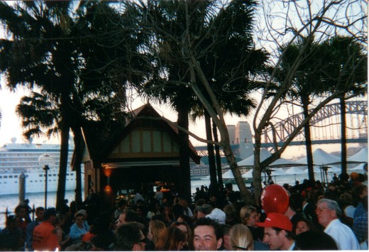 Circular quay facing Sydney Cove & Sydney Harbour Bridge during the 2000 Olympics