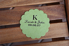 Go retro-chic with personalized wedding coasters.