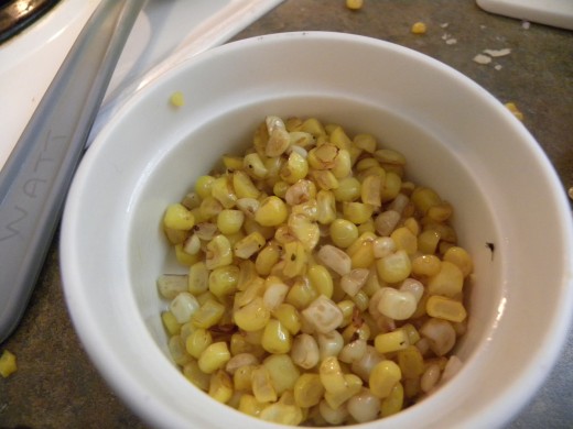 Roasted corn used in the quesadilla filling