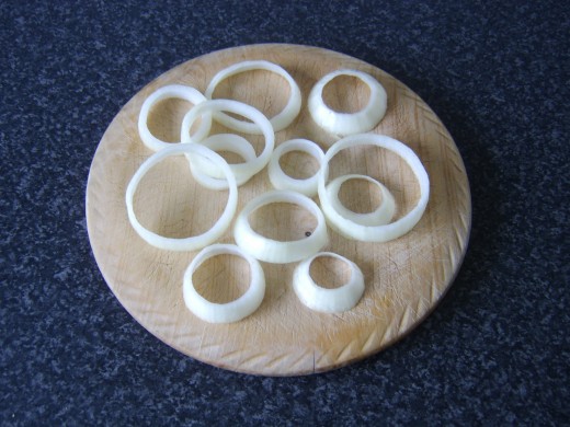 Onion slices are separated in to rings