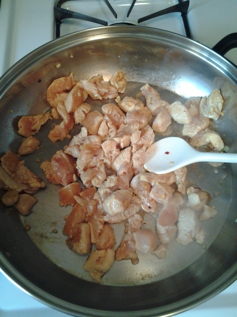 stir-frying chicken