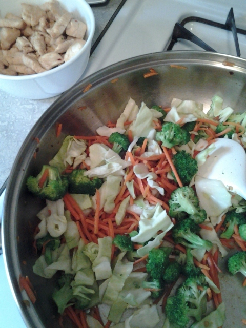 broccoli, carrots and cabbage