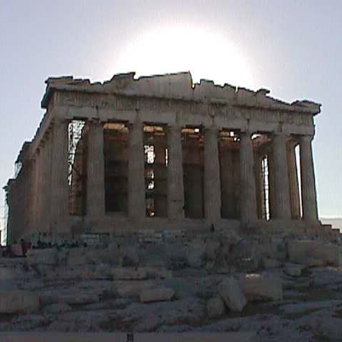 Parthenon at sunset.