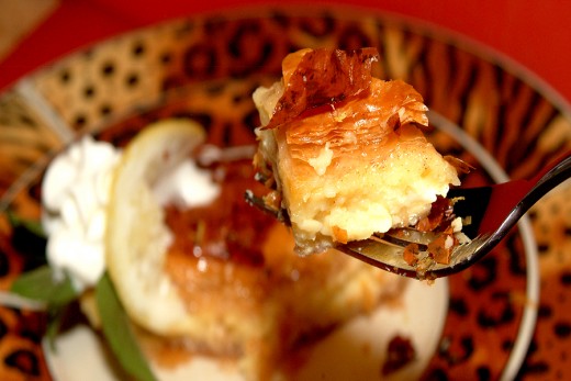 A wonderfully light and crispy Custard-filled Phyllo Pastry dessert.