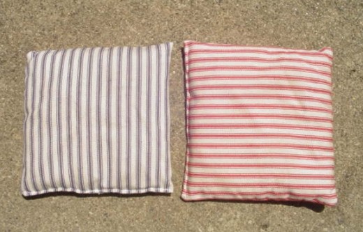 Bags made from pillow ticking