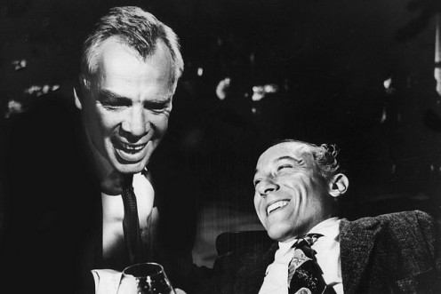 LEE MARVIN, LEFT, screen legend, and MICHAEL DUNN, character actor most-seen on CBS' Wild, Wild, West with Robert Conrad and Ross Martin.