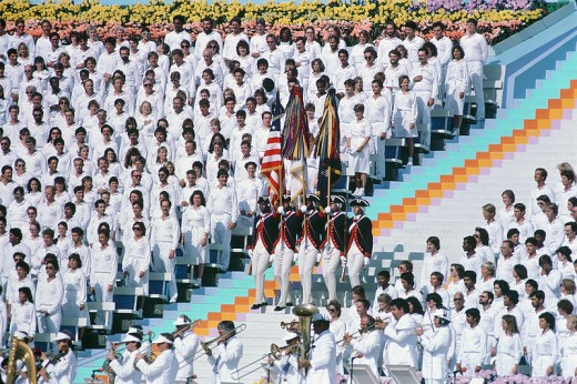 Opening Ceremonies at the 1984 Summer olympics, in Los Angeles, United States.
