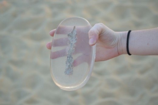 A fulgarite encased in plastic from Jockey's Ridge State Park