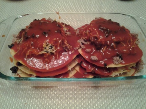 Built Stacked Enchiladas before cooking