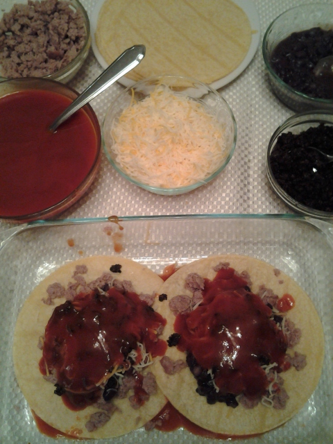 Completed layer of Stacked Enchiladas