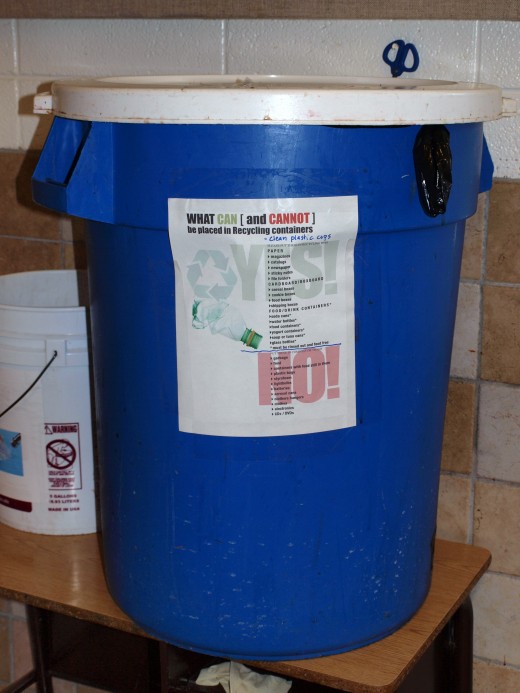 Clearly label your recycling bins with the items to be placed inside.