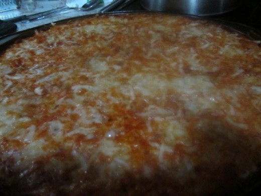 Gooey cheese hot out of the oven!