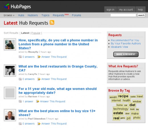 Requests page on July 6th, 2007