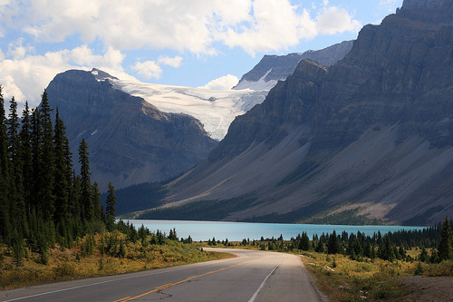 Bow Lake is also located in Banff National Park.  Back country expeditions of hiking, climbing, or skiing required a permit and are not for the inexperienced traveller.