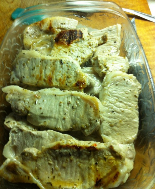 Chops after they've been grilled.