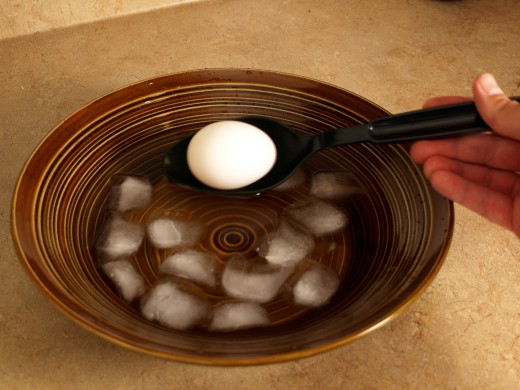 After 10 minutes remove the eggs and place them in cold water or a ice bath.