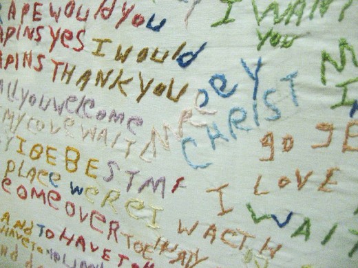 Schizophrenic Writing Embroidered on Cloth