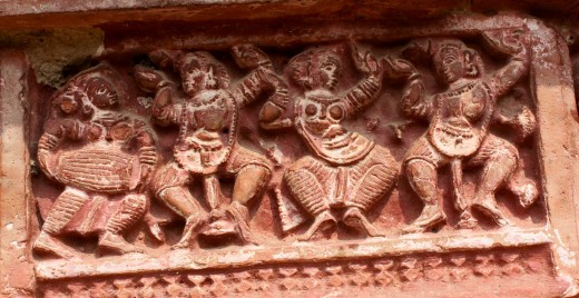 Krishna dancing with Gopini-s; Gaudya Nrittya; Ramchandra temple, Guptipara