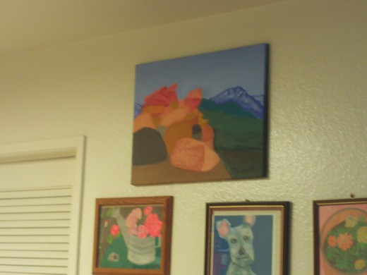 My painting of the view from the Rim of the World Highway hanging on the Wall.