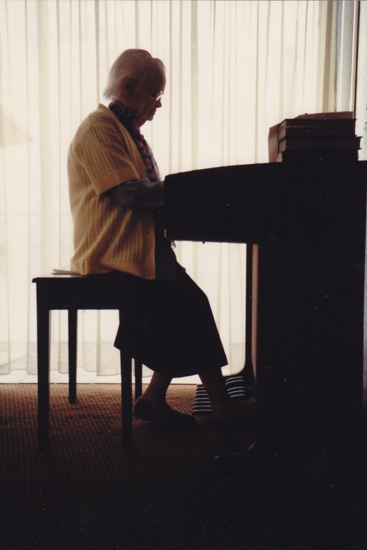 I knew this old lady for fifty-two years.  At eight-eight she could still play like a concert pianist.  She was my mother