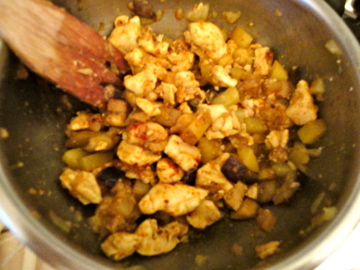 The first night's portion, spices being added.