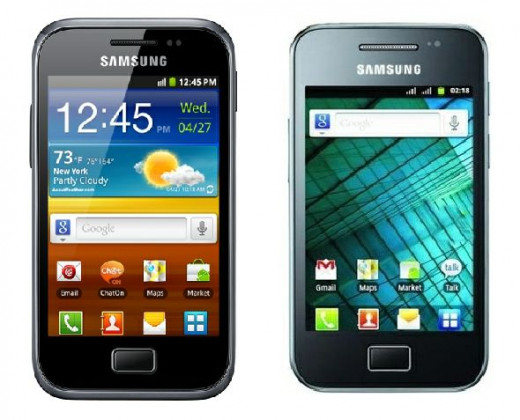 Samsung Galaxy Ace Plus ( Left) and Duos