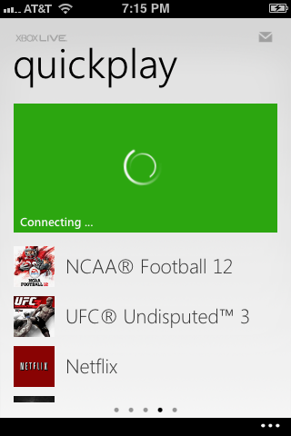The Connect to Xbox icon starts spinning and says "Connecting."