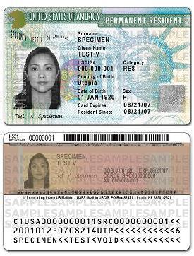 A sample Green Card.