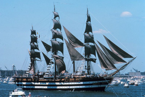 July 1976. Amerigo Vespucci at the ship parade in the NYC harbor at the United States Bicentennial festivities.