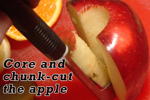 Core the apple and cut it into chunks