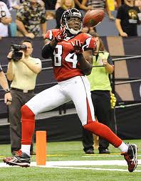 Roddy White about to score a touchdown