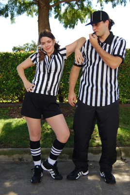 Here's our sports fan couple again dressed as referees. Aren't they the cutest things?