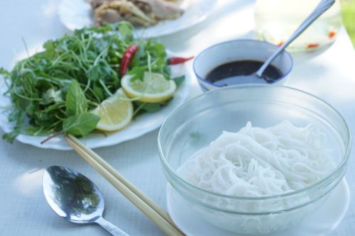 bun mang vit - bamboo shoots duck rice vermicelli noodle, serve cold or ...
