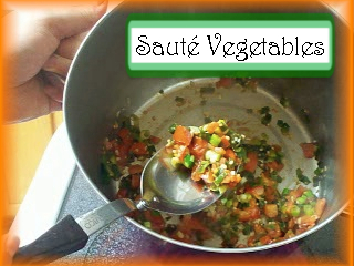 Sauteing the Albondigas Vegetables: Sauté the vegetables at medium high temperature for 10 minutes, stirring frequently.