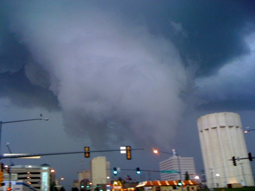 Photo of the funnel cloud that hovered over downtown Topeka.