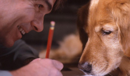 Dean and Trixie Koontz hard at work on a literary masterpiece.