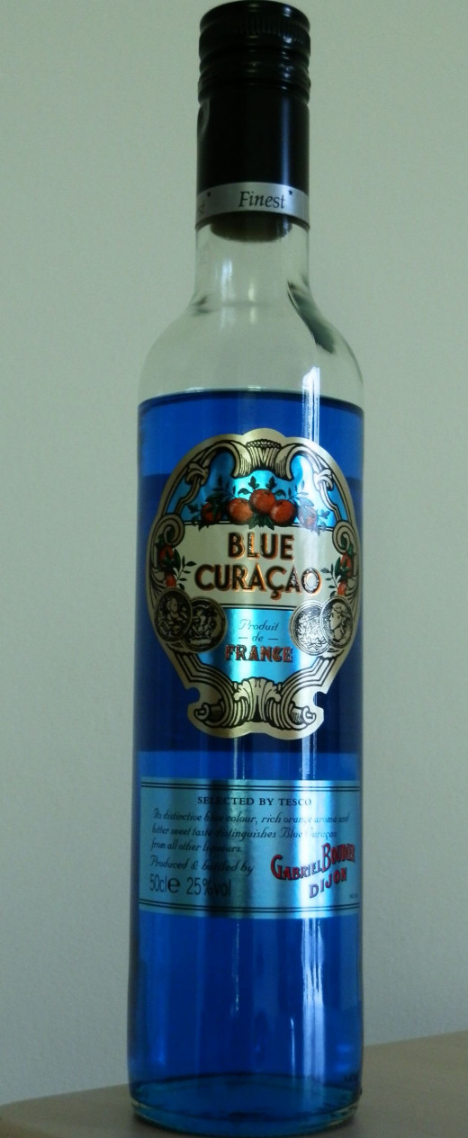 bottle of blue curacao