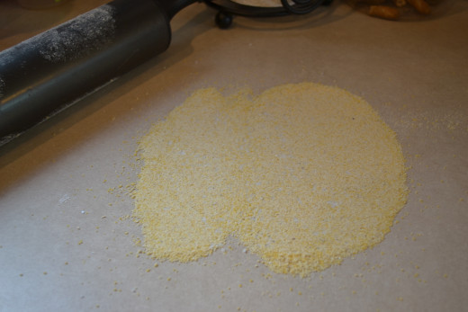 Corn meal and sea salt combined