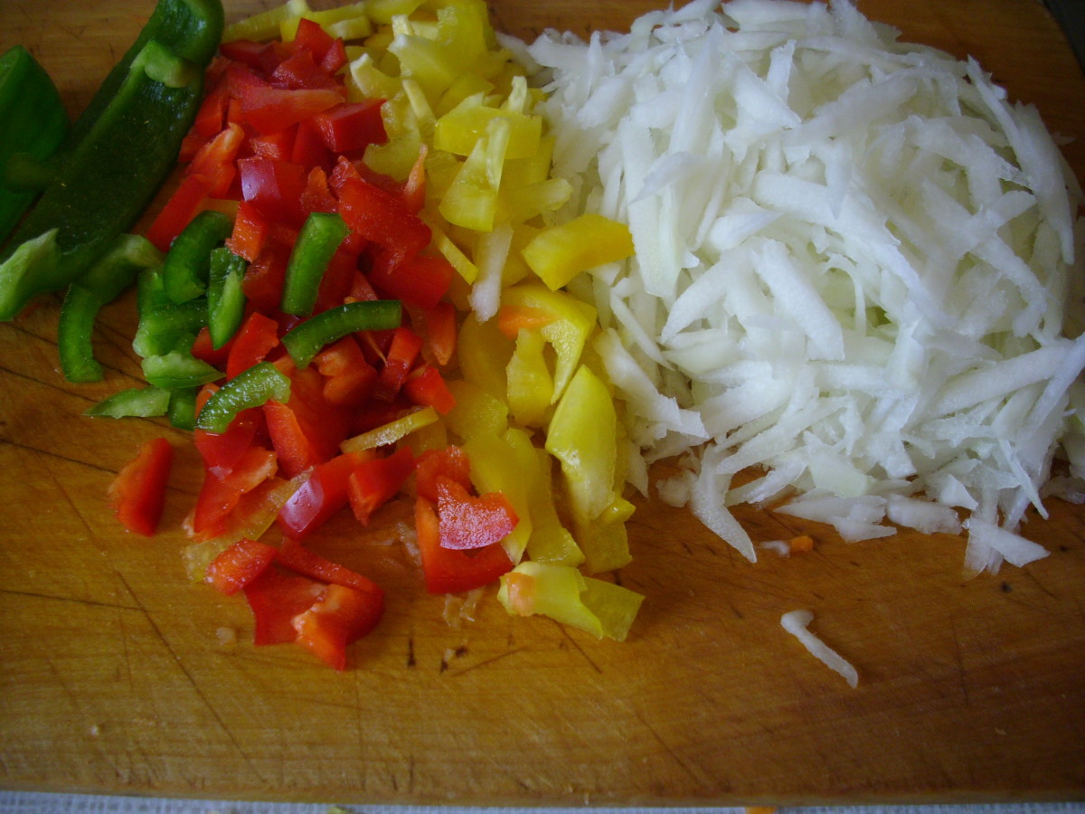 Sliced  Chayote and Sliced Bell Peppers