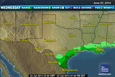 Keep your eye on Tropical Storm Debby which is forming in the Gulf of Mexico:  It is expected to make landfall on Wednesday, somewhere on the Gulf Coast, possibly Texas!